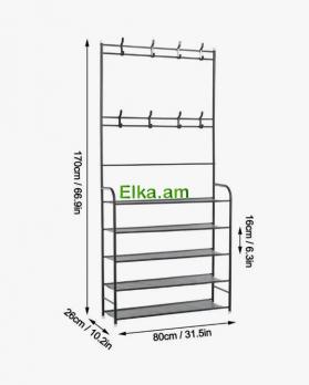 Напольная вешалка для обуви и одежды 80x26x170см